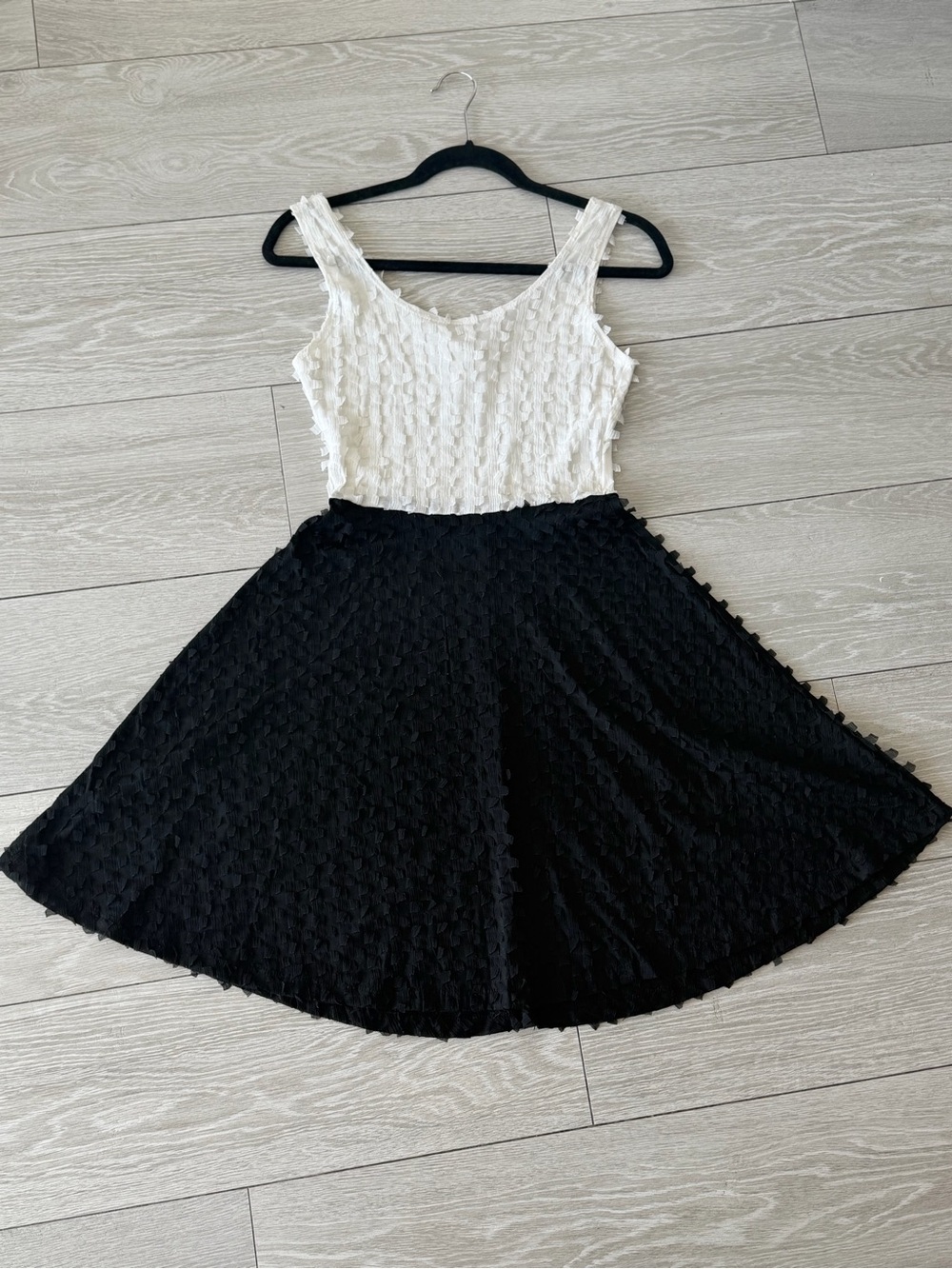 P+ Studio black and ivory fit-and-flare dress in size XS